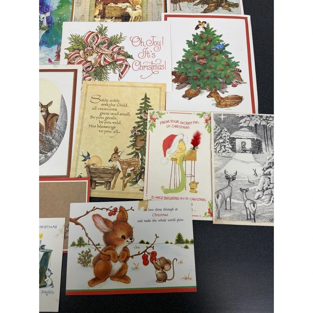 Vintage Animal Christmas Cards Fronts ONLY  Scrapbooking Crafts Decoupage 50+
